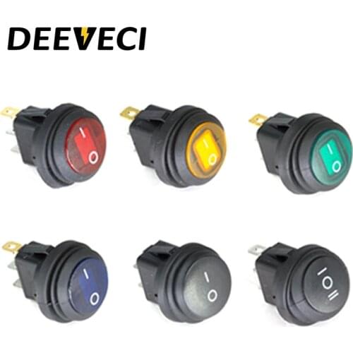 KCD1 5A red green ip67 mini round toggler switch led lamp 3pins on off pc power small rocker switch