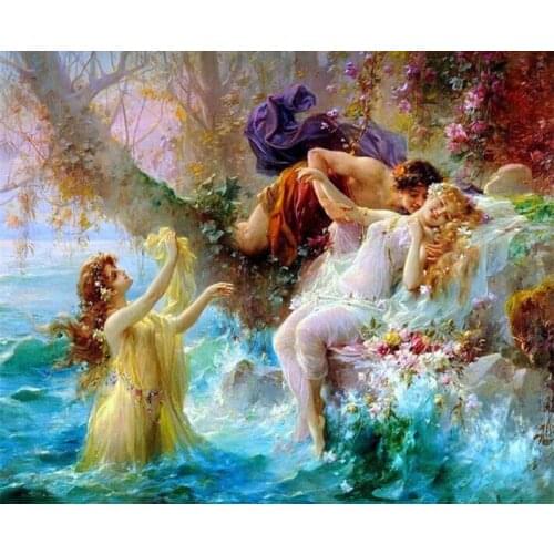 Shepherd and fairy for Embroidery Needlework Crafts14CT Counted Unprinted DIY Cross Stitch Kits Handmade Arts Wall Decor