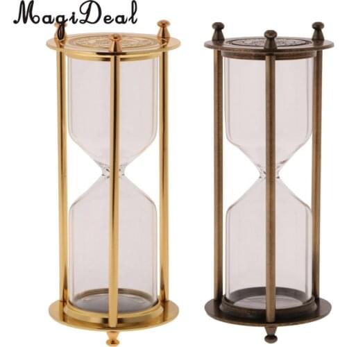 2 Pieces Retro Empty Sandglass with Metal Frame Hourglass Sandglass Sand Timer for Home Room Desk Table Ornament Children Toys