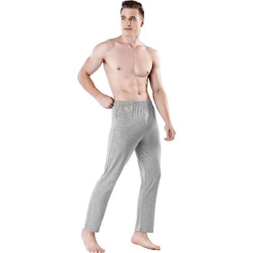 Mens Pajamas Pure Cotton Fall Clothing Homewear Sleep Pants Gray Black Comfortable Mens Sleep Trousers Casual Loose Sleepwear