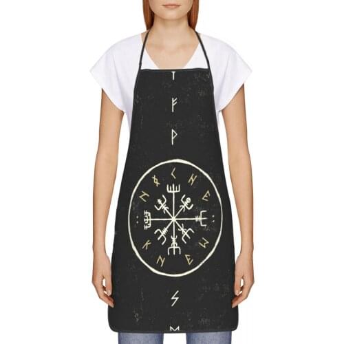 A Genuine Vegsvir Runes Kitchen oil resistant wreath Viking Rune kitchen aprons women Man For House cleaning 72*52cm