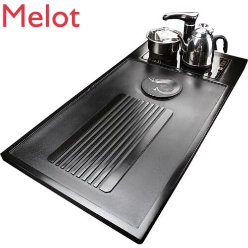 Black Gold Stone Tea Tray Modern Simple Home Automatic Induction Cooker Integrated Atomization Water Tea Table Kettle Stone