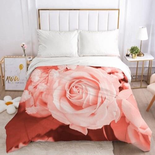 Duvet Cover with Zipper Comforter Blanket Quilt Cover 220x240/90/135/150 3D Cartoon Bedding Bag Country Pink Flowers