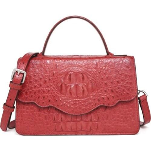 Hongzhiyan new casual genuine crocodile leather female bag is small square bag with pure color crocodile skin women handbag