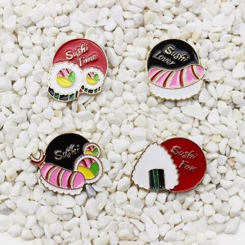 Lets eat together! Delicious sushi enamel pin sashimi shrimp nori rice ball food badge cloth lapel brooch jewelry friend gift