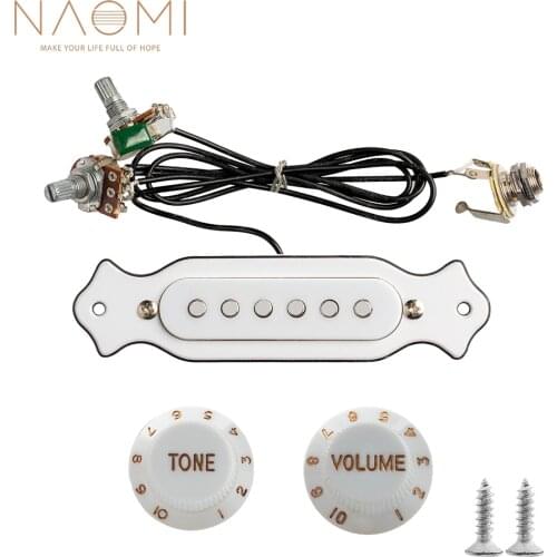 NAOMI Pre-wired Sound Hole Magnetic Pickup 6-String Single Coil Magnetic Harness With Knobs Pots For Electric Cigar Box Guitar