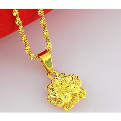 Luxury Wedding Gold Necklace Jewelry Gold Filled Flower Pendant Necklaces for women wholesale price