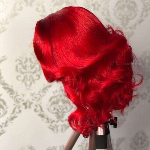 Sapphire T Part Red Body Wave Lace Part Wig Pre Plucked 150% Lace Front Human Hair Wig Peruvian Remy Lace Front Human Hair Wig