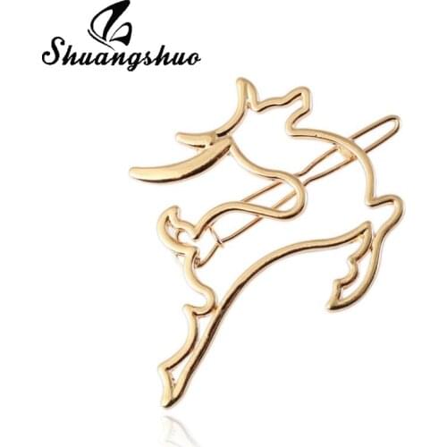 Shuangshuo Korean Style Deer Cilp Hair Ornaments Animal Hair Pins Wedding Hair Accessories Elk Hair Jewelry Bridal Tiara bijoux