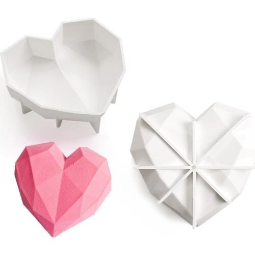 3D Diamond Love Heart Shape Silicone Molds for Baking Sponge Chiffon Mousse Dessert Cake Molds Food DIY Cake Decorating Tool