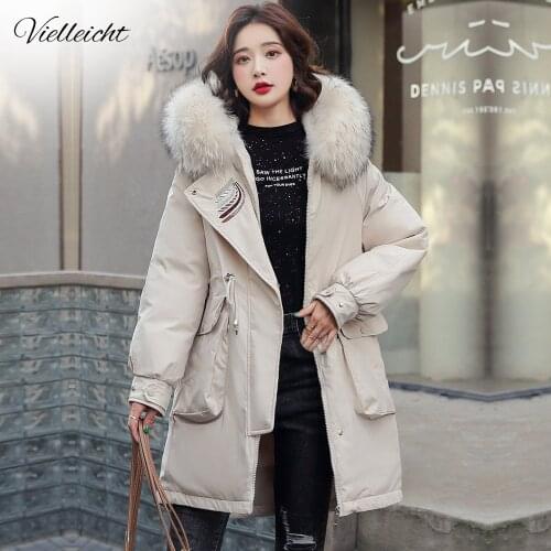 Vielleicht Thick Warm Winter Coat Women Pocket Winter Jacket Fur Liner Hooded Female Long Parkas Snow Wear Cotton Padded Clothes