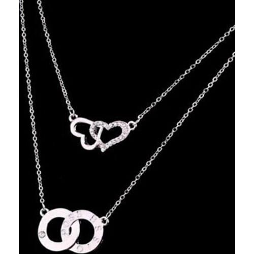 Wen Jiajia Tang Wei Beijing Encounter Seattle With The Korean Version Of The Double Heart-shaped Necklace Jewelry