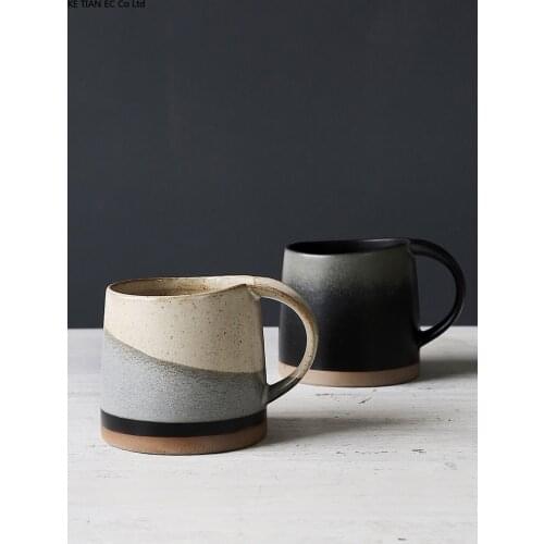 Japanese Retro Stoneware Coffee Cup Household Ceramic Hanging Ear Mug Cup English Afternoon Tea Tea Cup Breakfast Milk Mug Gift