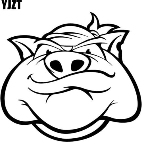 YJZT 15.3CM*14CM Pig Head Funny Decoration Car Sticker Body Of Car Accessories Vinyl Decal Black/Silver C4-2277