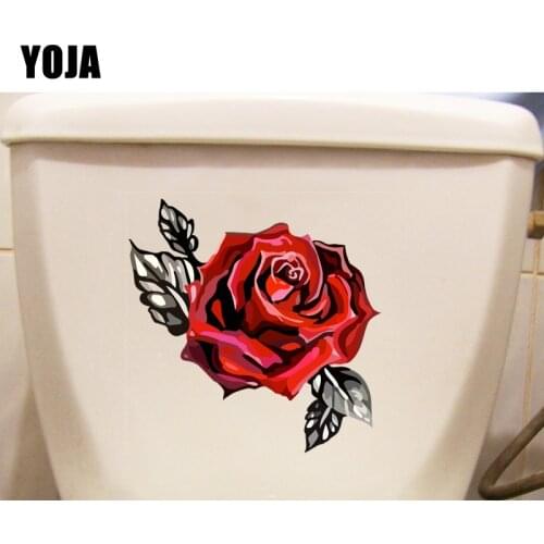 YOJA 18.8*19CM Red Rose Home Decoration Toilet Sticker Room Wall Decals Decor T1-0389