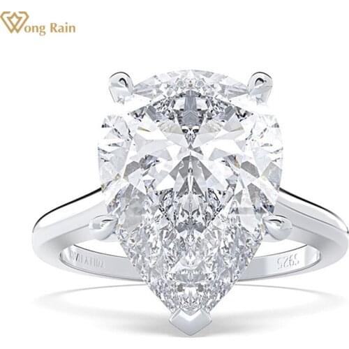 Wong Rain Classic 925 Sterling Silver Pear Cut Created Moissanite Diamonds Gemstone Engagement Rings Fine Jewelry Wholesale
