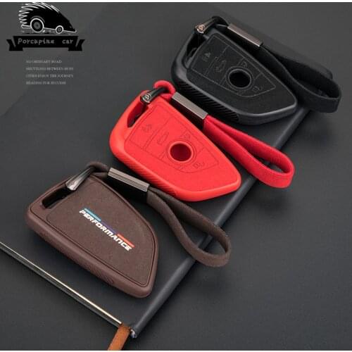 Suede + TPU Car key Cover Case for BMW X1 X5 X6 F15 F16 F48 BMW 1 2 5 7 Series M Performance Remote Controller Key Bag Holder
