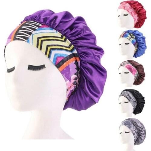 Women Satin Headscarf Sleeping Bonnet Hair Wrap Cap Hat Headband Headwear Wide Band Elastic Casual Beanies Solid Color Hat