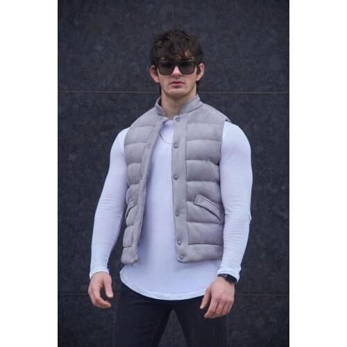 2021 Men Vest Nubuck Waistcoat Cotton Padded Mandarin Collar Snap Button Slim Fit Sleeveless Jacket Spring жилетка мужская