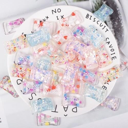 10Pcs Resin accessories glitter sweet candy diy simulation cream mobile phone shell material crystal mud slime sequins