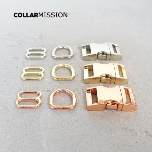 100pcs/lot 15mm Metal (metal buckle+ adjust buckle+ D ring) For Backpack Bag Webbing Cat Dog Collar DIY Accessory 3 kind