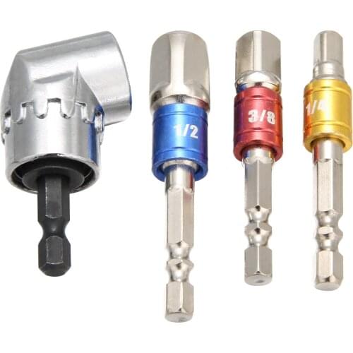 105 Degree Right Angle Drill Extension Power Screwdriver Drill+3PCS Hex Shank Socket Adapter Set