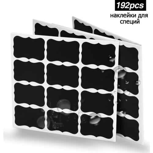 192pcs Waterproof Jar Stickers Label Stickers Spice Sticker Kitchen Storage Bottles Jam Organizer Blackboard Decal Labels Tags