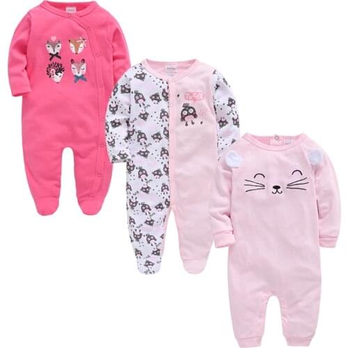 2020 3 pcs/lot Baby Girls Clothes Autumn Summer Cotton Jumpsuit Newborn Babies Rompers 0-3 m Long Sleeve Infant Bebe Clothing
