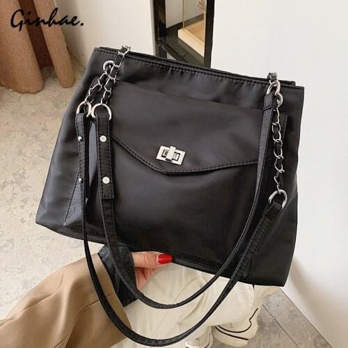 2021 Large Black Handbags For Women Ladies Travel Chain Shoulder Bag Vintage Oxford Messenger Bag Ladies High Quality Tote Bag