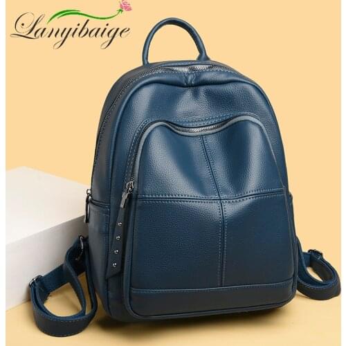 2021Casual Large Capacity Backpacks High Quality Soft Leather Bookbags Branded Designer Backpacks for School Teenagers Girls