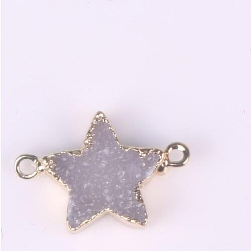 3pcs Hot Sale Handcraft Natural Agates Geode Stone Drusy Connector Star Rainbow Charm Pendant for Bracelet Earring Making Free