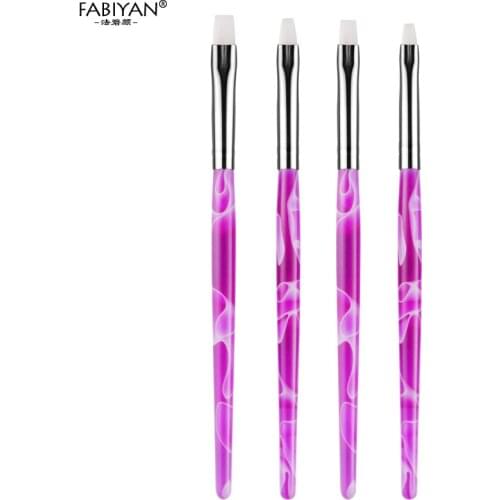 4Pcs Flat Builder Acrylic UV Gel Polish Extension Nail Art Pen Brushes Drawing Painting Tips Purple Spiral For Manicure DIY Tool