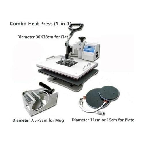 4 in 1 Sublimation Heat Press Machine for T shirt,Mug,Plate,Hat printing machine DX-401 heat transfer machine