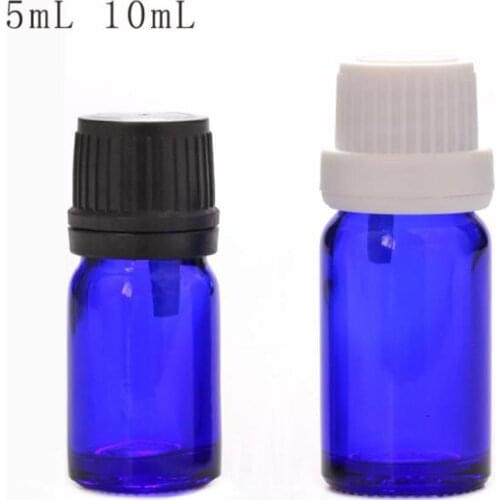 5ml 10ml Glass Essential Oil Bottle Orifice Reducer & cap Glass Vials Blue Glass oil bottle F20172373