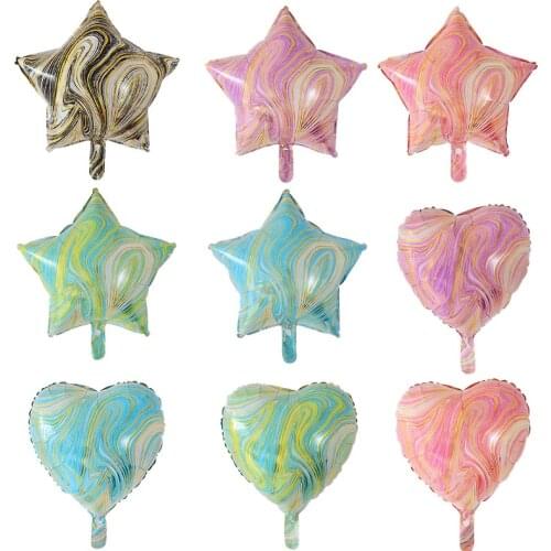 50pcs 18inch Agate Star Heart Foil Helium Balloons Birthday Party Wedding Decoration Aluminum Balloons Kids Toys Air Globos