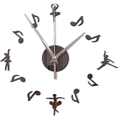 GZ102 Note Dancer Creative Acrylic Mirror Wall Clock Bedroom Background Wall Mirror Quartz Clock Diy Decorative Wall Clock