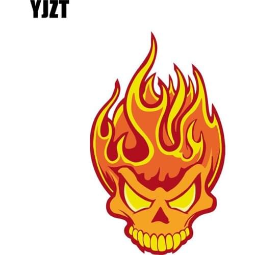 YJZT 9.1CM*15CM Fire Skull Head Car Sticker PVC Decal Car Accessories 6-0020