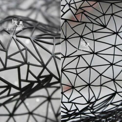Hollow-out Mesh PU Fabric Black Three-dimensional Space Design DIY Pattern Patches Arts Crafts Decor Designer Fabric 49*43cm