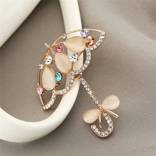 New Opal Rhinestone Umbrella Brooch Pin Cute Korea Style Brooches For Women