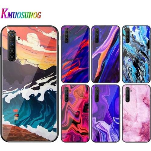 For OPPO A5 A9 2020 F7 Phone Cover Shell Aesthetics marble neon art for OPPO Reno 2 Z 2Z 2F 3 4 Pro 5G Bright Black Phone Case