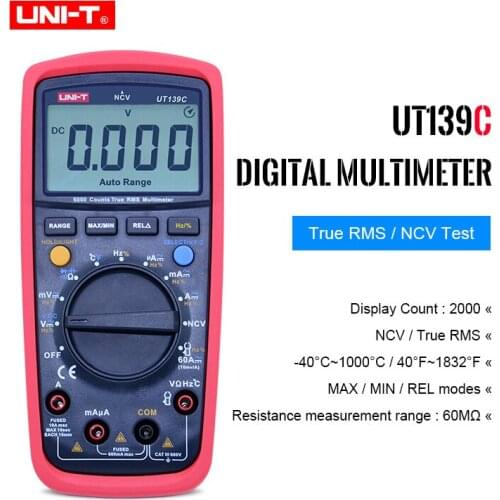 UNI-T UT139C Digital MultimeterTrue RMS Meter Handheld Tester 6000 Count Auto Range Voltmeter Temperature Test Free Shipping