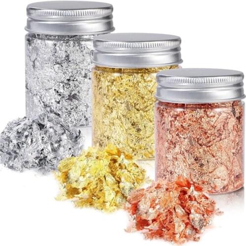 DIY 3g Imitation Gold Sliver Copper Foil Sequins Glitters Craft Leaf Flake Sheets Bulk Foil Paper For Gilding DIY Nail Art Decor