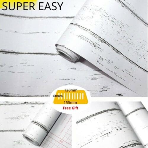 Home Vintage Distressed White Wood Grain Peel and Stick Wallpaper Home Decor