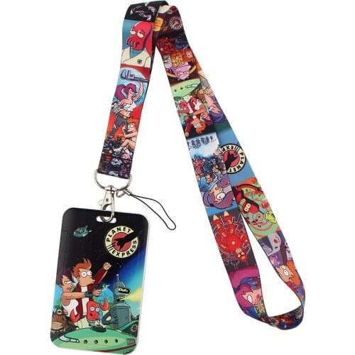 ER551 Anime Robot Lanyard Card ID Holder Car KeyChain ID Card Pass Gym Mobile Phone Badge Key Ring Holder Jewelry For Child Kids