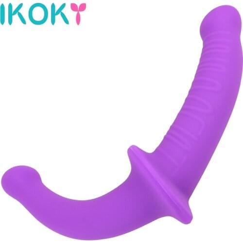 IKOKY Strap-on Dildo Flexible Double Dildos Anal Plug Sex Toys for Lesbian Dual Penis Head Long Dildo Penis Female Masturbation
