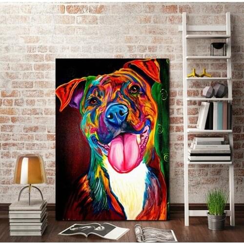 Graffiti Abstract Dog Wall Art Tongue out Canvas Paintings Posters Pictures Watercolor Oil Painting for Children Bed Room Decora