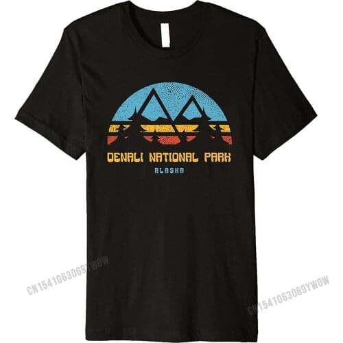 Denali National Park Shirt Alaska Retro Vintage Hiking Gift T Shirts Tees Plain Cotton Summer Design Boy