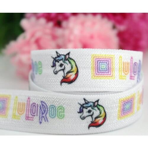 Custom 16mm hot transfer unicorn printed elastic ribbon printing ribbon elastic stretch webbing 100 yards