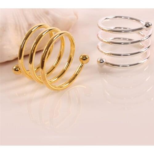 Classic metal spring gold and silver napkin ring table top decoration for hotel reception wedding banquet holiday party