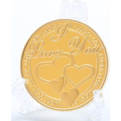 2021 Heart-shaped Love Gold-plated Commemorative Coin Collection Coin Embossed Lucky Coin Heart Corresponding Medal Collection
